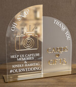TABLE DECOR SIGNS Guestbook & Cards Gifts Signs Acrylic Arch Oh Snap & cards and gifts sign Combo, Clear gold Mirror  Wedding hashtag and Thank you Sign Bulk, Gold Plexi card box sign and Tag Us In That Set,  Wedding Table Decor Signage13