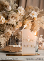 TISCHDEKORATIONSCHILDER   Gästebuch & Karten Geschenke Schilder Goldene Acryl Geschenke & Karten Schilder mit Ständer, Elfenbein Samt und goldenes Gästebuch Schild, Goldene Plexi Geschenke & Karten Schilder, Luxuriöse Hochzeits Gästebuch Dekor Tischmittelstücke9