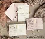 WEDDING INVITATIONS embossed invites  Bespoke Embossed Blind Blus Pink Gold Wedding Invitation, Golden Nude deboss Floral Wedding Invitation, Modern Garden Debossed Invitation suite, Cotton paper wedding invitation suite, Wedding Invitations golden18