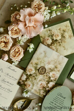 HOCHZEITS EINLADUNGEN geprägte Einladungen Hochzeits Einladung, Goldene Prägung Rosen Florale Hochzeits Einladung,46