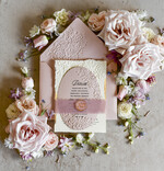 WEDDING INVITATIONS embossed invites Blush Pink Wedding Invitations – Embossed Floral Invitations with Chiffon Ribbon, Deckled Edges, Wax Seal33