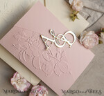 WEDDING INVITATIONS embossed invites Folder Embossed Ivory Gold Wedding Invitation, Golden deboss Roses Floral Wedding Invitation with mirror Monogram28