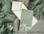 WEDDING INVITATIONS embossed invites  Bespoke Embossed Blind Sage green Gold Wedding Invitation, Golden greenery deboss  Floral Wedding Invitation, Modern Garden Debossed Invitation suite,  Cotton paper wedding invitation suite, Wedding Invitations golden23