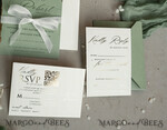 WEDDING INVITATIONS embossed invites  Bespoke Embossed Blind Sage green Gold Wedding Invitation, Golden greenery deboss  Floral Wedding Invitation, Modern Garden Debossed Invitation suite,  Cotton paper wedding invitation suite, Wedding Invitations golden23