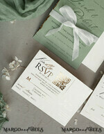 WEDDING INVITATIONS embossed invites  Bespoke Embossed Blind Sage green Gold Wedding Invitation, Golden greenery deboss  Floral Wedding Invitation, Modern Garden Debossed Invitation suite,  Cotton paper wedding invitation suite, Wedding Invitations golden23