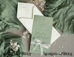 WEDDING INVITATIONS embossed invites  Bespoke Embossed Blind Sage green Gold Wedding Invitation, Golden greenery deboss  Floral Wedding Invitation, Modern Garden Debossed Invitation suite,  Cotton paper wedding invitation suite, Wedding Invitations golden23