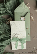 WEDDING INVITATIONS embossed invites  Bespoke Embossed Blind Sage green Gold Wedding Invitation, Golden greenery deboss Floral Wedding Invitation, Modern Garden Debossed Invitation suite, Cotton paper wedding invitation suite, Wedding Invitations golden26