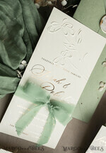 WEDDING INVITATIONS embossed invites  Bespoke Embossed Blind Sage green Gold Wedding Invitation, Golden greenery deboss Floral Wedding Invitation, Modern Garden Debossed Invitation suite, Cotton paper wedding invitation suite, Wedding Invitations golden26