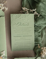 WEDDING INVITATIONS embossed invites  Bespoke Embossed Blind Sage green Gold Wedding Invitation, Golden greenery deboss Floral Wedding Invitation, Modern Garden Debossed Invitation suite, Cotton paper wedding invitation suite, Wedding Invitations golden26