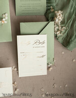 WEDDING INVITATIONS embossed invites  Bespoke Embossed Blind Sage green Gold Wedding Invitation, Golden greenery deboss Floral Wedding Invitation, Modern Garden Debossed Invitation suite, Cotton paper wedding invitation suite, Wedding Invitations golden26