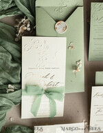 WEDDING INVITATIONS embossed invites  Bespoke Embossed Blind Sage green Gold Wedding Invitation, Golden greenery deboss Floral Wedding Invitation, Modern Garden Debossed Invitation suite, Cotton paper wedding invitation suite, Wedding Invitations golden26