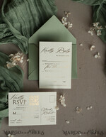 WEDDING INVITATIONS embossed invites  Bespoke Embossed Blind Sage green Gold Wedding Invitation, Golden greenery deboss Floral Wedding Invitation, Modern Garden Debossed Invitation suite, Cotton paper wedding invitation suite, Wedding Invitations golden26