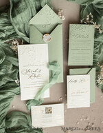 WEDDING INVITATIONS embossed invites  Bespoke Embossed Blind Sage green Gold Wedding Invitation, Golden greenery deboss Floral Wedding Invitation, Modern Garden Debossed Invitation suite, Cotton paper wedding invitation suite, Wedding Invitations golden26