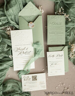 WEDDING INVITATIONS embossed invites  Bespoke Embossed Blind Sage green Gold Wedding Invitation, Golden greenery deboss Floral Wedding Invitation, Modern Garden Debossed Invitation suite, Cotton paper wedding invitation suite, Wedding Invitations golden26