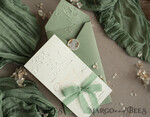 WEDDING INVITATIONS embossed invites  Bespoke Embossed Blind Sage green Gold Wedding Invitation, Golden greenery deboss Floral Wedding Invitation, Modern Garden Debossed Invitation suite, Cotton paper wedding invitation suite, Wedding Invitations golden26