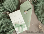 WEDDING INVITATIONS embossed invites  Bespoke Embossed Blind Sage green Gold Wedding Invitation, Golden greenery deboss Floral Wedding Invitation, Modern Garden Debossed Invitation suite, Cotton paper wedding invitation suite, Wedding Invitations golden26