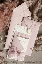 WEDDING INVITATIONS embossed invites  Bespoke Embossed Blind Blus Pink Gold Wedding Invitation, Golden Nude deboss Floral Wedding Invitation, Modern Garden Debossed Invitation suite, Cotton paper wedding invitation suite, Wedding Invitations golden22