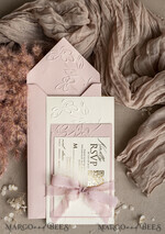 WEDDING INVITATIONS embossed invites  Bespoke Embossed Blind Blus Pink Gold Wedding Invitation, Golden Nude deboss Floral Wedding Invitation, Modern Garden Debossed Invitation suite, Cotton paper wedding invitation suite, Wedding Invitations golden22