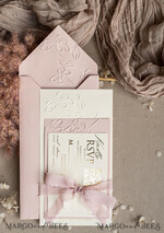 WEDDING INVITATIONS embossed invites  Bespoke Embossed Blind Blus Pink Gold Wedding Invitation, Golden Nude deboss Floral Wedding Invitation, Modern Garden Debossed Invitation suite, Cotton paper wedding invitation suite, Wedding Invitations golden22
