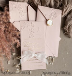 WEDDING INVITATIONS embossed invites  Bespoke Embossed Blind Blus Pink Gold Wedding Invitation, Golden Nude deboss Floral Wedding Invitation, Modern Garden Debossed Invitation suite, Cotton paper wedding invitation suite, Wedding Invitations golden22
