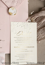 WEDDING INVITATIONS embossed invites  Bespoke Embossed Blind Blus Pink Gold Wedding Invitation, Golden Nude deboss Floral Wedding Invitation, Modern Garden Debossed Invitation suite, Cotton paper wedding invitation suite, Wedding Invitations golden22