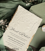 WEDDING INVITATIONS embossed invites  Bespoke Embossed Blind Sage green Gold Wedding Invitation, Golden greenery deboss Roses Floral Wedding Invitation, Boho Ecru Garden Debossed Invitation suite,  Cotton paper wedding invitation suite, Deckled Edge Invites, Torn Edge Wedding Invitations golden33