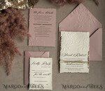 WEDDING INVITATIONS embossed invites  Bespoke Embossed Blind Ivory Gold Wedding Invitation, Golden deboss Roses Floral Wedding Invitation, Boho Ecru Blush Pink Debossed Invitation suite,  Cotton paper wedding invitation suite, Deckled Edge Invites, Torn Edge Wedding Invitations golden19