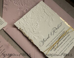 WEDDING INVITATIONS embossed invites  Bespoke Embossed Blind Ivory Gold Wedding Invitation, Golden deboss Roses Floral Wedding Invitation, Boho Ecru Blush Pink Debossed Invitation suite,  Cotton paper wedding invitation suite, Deckled Edge Invites, Torn Edge Wedding Invitations golden19