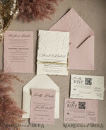 WEDDING INVITATIONS embossed invites  Bespoke Embossed Blind Ivory Gold Wedding Invitation, Golden deboss Roses Floral Wedding Invitation, Boho Ecru Blush Pink Debossed Invitation suite,  Cotton paper wedding invitation suite, Deckled Edge Invites, Torn Edge Wedding Invitations golden19