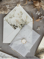 WEDDING INVITATIONS plexi acrylic mirror Ivory Beaded Wrapping Wedding Invitations, Elegant Clear Acrylic Wedding Cards, Plexi Transparent Wedding Invites, Wedding Invitation Suite with Pearls32