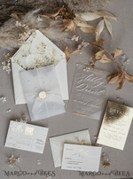 WEDDING INVITATIONS plexi acrylic mirror Ivory Beaded Wrapping Wedding Invitations, Elegant Clear Acrylic Wedding Cards, Plexi Transparent Wedding Invites, Wedding Invitation Suite with Pearls32