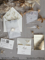 WEDDING INVITATIONS plexi acrylic mirror Ivory Beaded Wrapping Wedding Invitations, Elegant Clear Acrylic Wedding Cards, Plexi Transparent Wedding Invites, Wedding Invitation Suite with Pearls32