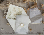 WEDDING INVITATIONS plexi acrylic mirror Ivory Beaded Wrapping Wedding Invitations, Elegant Clear Acrylic Wedding Cards, Plexi Transparent Wedding Invites, Wedding Invitation Suite with Pearls32