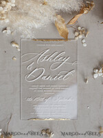 WEDDING INVITATIONS plexi acrylic mirror Ivory Beaded Wrapping Wedding Invitations, Elegant Clear Acrylic Wedding Cards, Plexi Transparent Wedding Invites, Wedding Invitation Suite with Pearls32