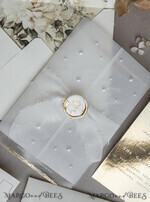WEDDING INVITATIONS plexi acrylic mirror Ivory Beaded Wrapping Wedding Invitations, Elegant Clear Acrylic Wedding Cards, Plexi Transparent Wedding Invites, Wedding Invitation Suite with Pearls32