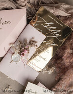 HOCHZEITS EINLADUNGEN Plexiglas Acrylspiegel Luxus Spiegel Gold Hochzeitseinladungen, Elegante Blush Pink Hochzeitseinladungen, Glamour Acryl Hochzeitseinladungen, Klare Plexi Hochzeitseinladung Suite18