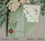 WEDDING INVITATIONS plexi acrylic mirror Sage Green Frozen Transparent Baby Breath Wedding Invitations, Elegant Garden Gypsophila Wedding Cards, Greenery Acrylic  Wedding Invites, Frosted Plexi Wedding Invitation Suite22