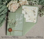 WEDDING INVITATIONS plexi acrylic mirror Sage Green Frozen Transparent Baby Breath Wedding Invitations, Elegant Garden Gypsophila Wedding Cards, Greenery Acrylic  Wedding Invites, Frosted Plexi Wedding Invitation Suite22