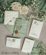 WEDDING INVITATIONS plexi acrylic mirror Sage Green Frozen Transparent Baby Breath Wedding Invitations, Elegant Garden Gypsophila Wedding Cards, Greenery Acrylic  Wedding Invites, Frosted Plexi Wedding Invitation Suite22