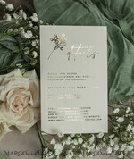WEDDING INVITATIONS plexi acrylic mirror Sage Green Frozen Transparent Baby Breath Wedding Invitations, Elegant Garden Gypsophila Wedding Cards, Greenery Acrylic  Wedding Invites, Frosted Plexi Wedding Invitation Suite22