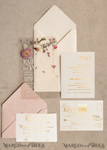 WEDDING INVITATIONS plexi acrylic mirror Blush Pink Clear real flowers Wedding Invitations, Elegant Garden  pampass gras Wedding Cards, Velvet  transparent  Wedding Invites,  Wedding Invitation Suite18