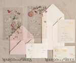 WEDDING INVITATIONS plexi acrylic mirror Blush Pink Clear real flowers Wedding Invitations, Elegant Garden  pampass gras Wedding Cards, Velvet  transparent  Wedding Invites,  Wedding Invitation Suite18