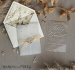 WEDDING INVITATIONS plexi acrylic mirror Ivory Beaded Wrapping Wedding Invitations, Elegant Clear Acrylic Wedding Cards, Plexi Transparent Wedding Invites, Wedding Invitation Suite with Pearls21