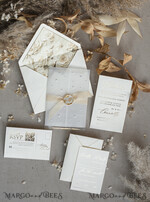 WEDDING INVITATIONS plexi acrylic mirror Ivory Beaded Wrapping Wedding Invitations, Elegant Clear Acrylic Wedding Cards, Plexi Transparent Wedding Invites, Wedding Invitation Suite with Pearls21