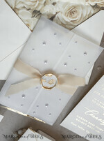 WEDDING INVITATIONS plexi acrylic mirror Ivory Beaded Wrapping Wedding Invitations, Elegant Clear Acrylic Wedding Cards, Plexi Transparent Wedding Invites, Wedding Invitation Suite with Pearls21
