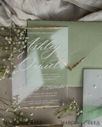 WEDDING INVITATIONS plexi acrylic mirror Ivory Beaded Wrapping Wedding Invitations, Elegant Clear Acrylic Wedding Cards, Plexi Transparent Wedding Invites, Wedding Invitation Suite with Pearls27