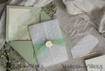WEDDING INVITATIONS plexi acrylic mirror Ivory Beaded Wrapping Wedding Invitations, Elegant Clear Acrylic Wedding Cards, Plexi Transparent Wedding Invites, Wedding Invitation Suite with Pearls27