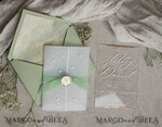 WEDDING INVITATIONS plexi acrylic mirror Ivory Beaded Wrapping Wedding Invitations, Elegant Clear Acrylic Wedding Cards, Plexi Transparent Wedding Invites, Wedding Invitation Suite with Pearls27