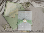 WEDDING INVITATIONS plexi acrylic mirror Ivory Beaded Wrapping Wedding Invitations, Elegant Clear Acrylic Wedding Cards, Plexi Transparent Wedding Invites, Wedding Invitation Suite with Pearls27