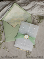 WEDDING INVITATIONS plexi acrylic mirror Ivory Beaded Wrapping Wedding Invitations, Elegant Clear Acrylic Wedding Cards, Plexi Transparent Wedding Invites, Wedding Invitation Suite with Pearls27